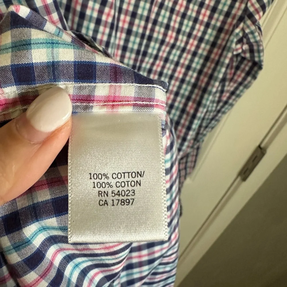 Banana Republic Tailored Slim Button-Down Shirt 14.5 | Plaid Check Non-Iron